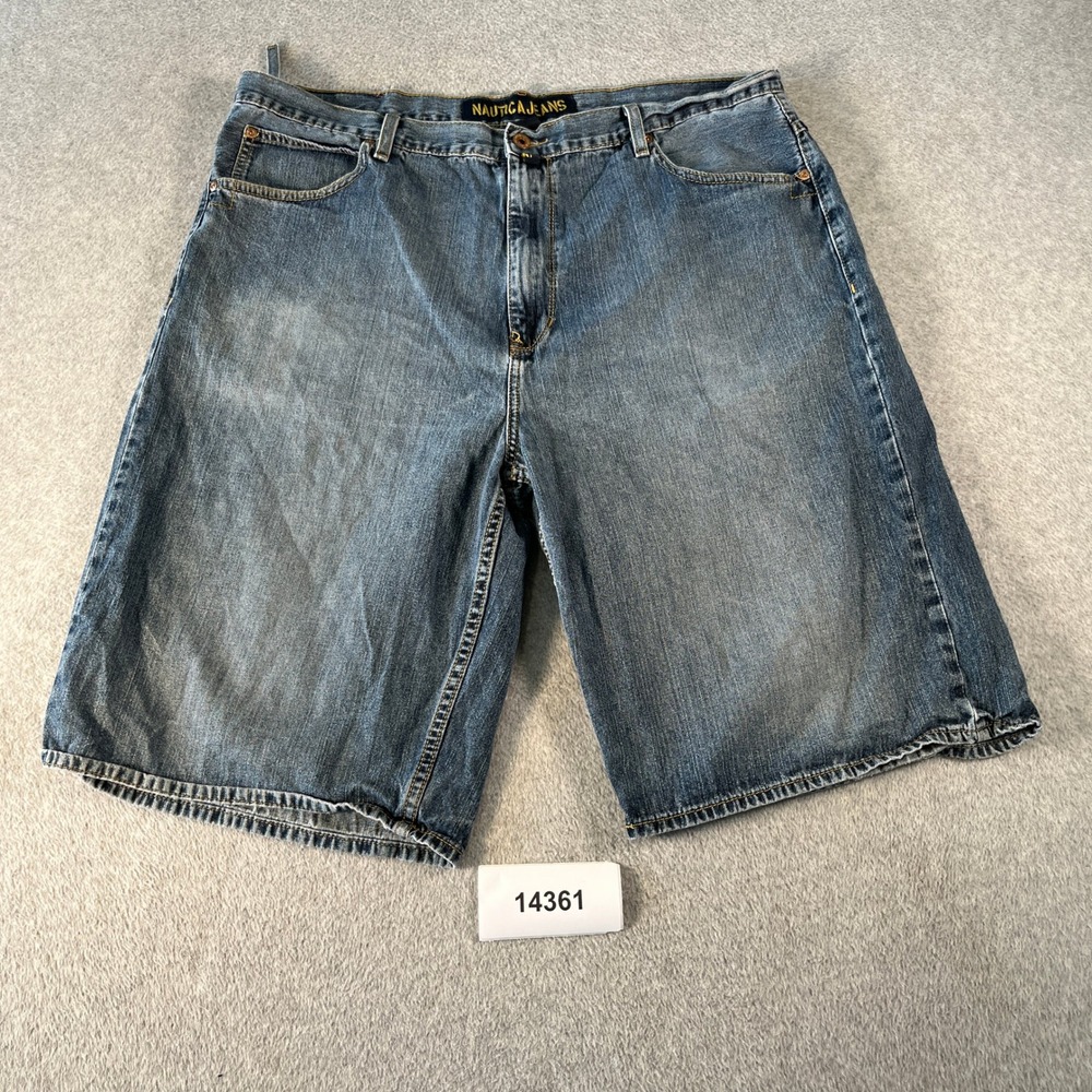 Nautica Jeans Shorts Mens 40 Blue Denim Faded Cotton Medium Wash Regular